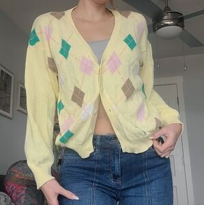 Vintage pastel yellow argile cardigan women's size medium